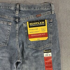 Wrangler Rustler Regular Fit Straight Leg Heavyweight Blue Jeans 32x32 Men